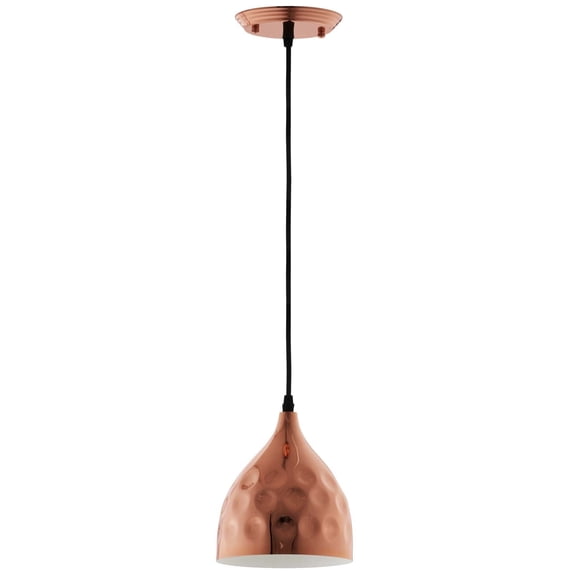 Modway Dimple 7" Bell Shaped Metal Pendant Lamp in Rose Gold and Black