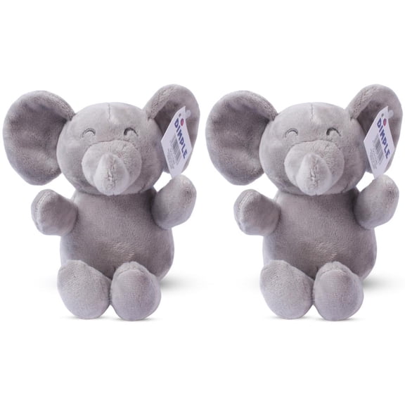 Pack of 2 Dimple Baby Elephant Stuffed Animal Toy, Plush Grey Baby Elephant, Gift for Birthday, Baptism, Baby Shower, Toddlers Ages 0+
