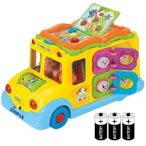 Dimple Educational Interactive School Bus Toy w Tons of Flashing Lights Sounds Responsive Gears and Knobs for Kids