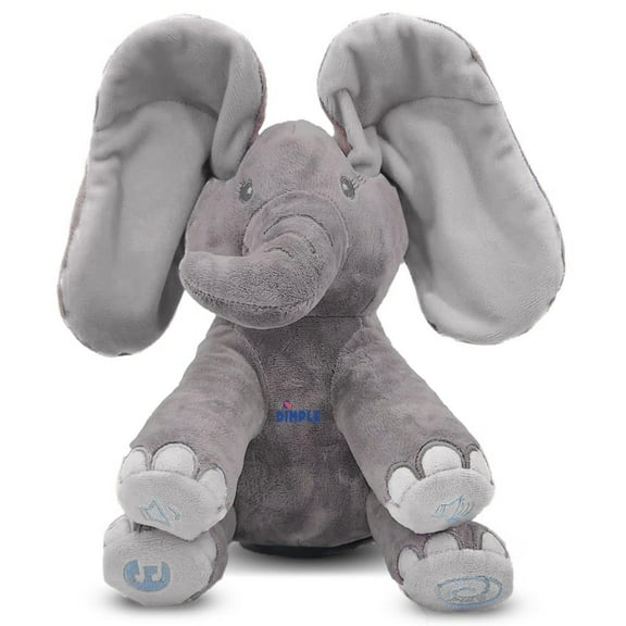 Dimple Emery Elephant Plush Toy – Interactive Singing Stuffed Animal with Peek-a-Boo Ears for Babies and Toddlers