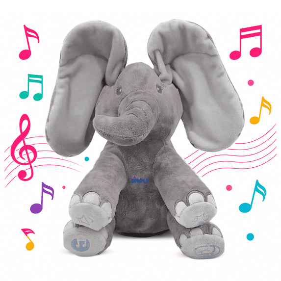 Dimple Emery Elephant Plush Toy – Interactive Singing Stuffed Animal with Peek-a-Boo Ears for Babies and Toddlers