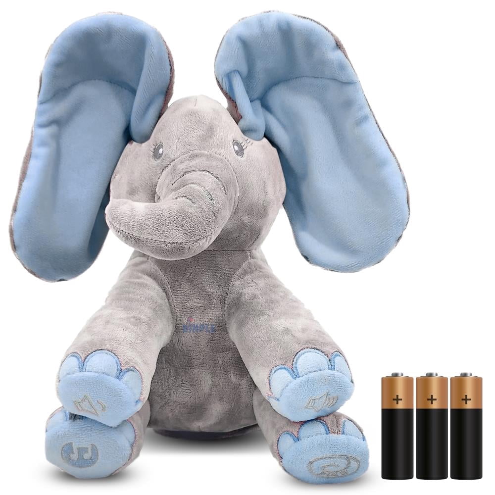 Dimple Kyle Blue Interactive Stuffed Animal Toy, Animated Singing Elephant Plush with Peek-A-Boo, for Babies, Kids & Toddlers, Ages 0 and up , Battery Included
