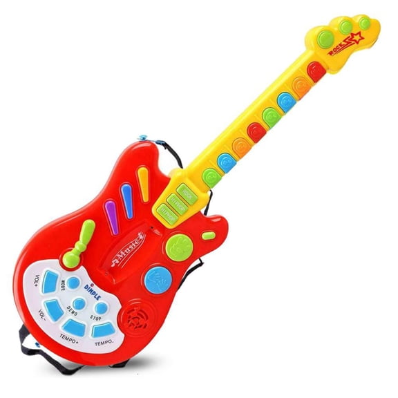 Dimple Toy Electric Guitar with Sound & Lights, 20+ Interactive Buttons, Levers & Play Modes for Kids