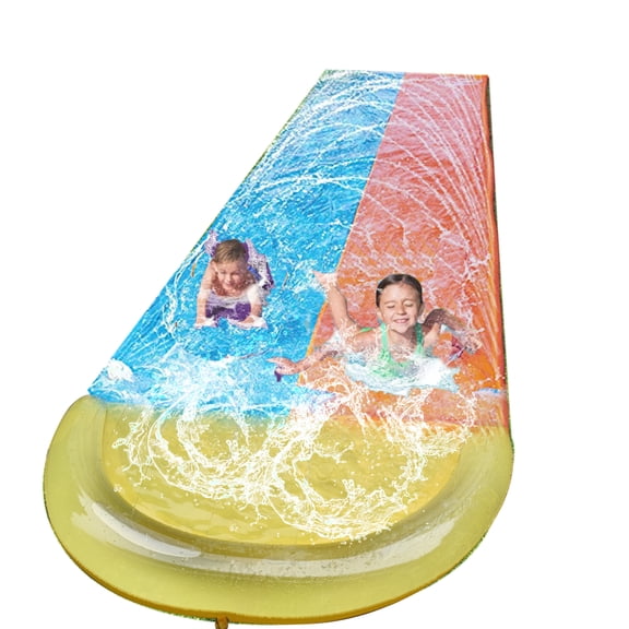 DimpleChild Kids Lawn Water Slide with 2 Body Boards, PVC, 16 ft x 5 ft