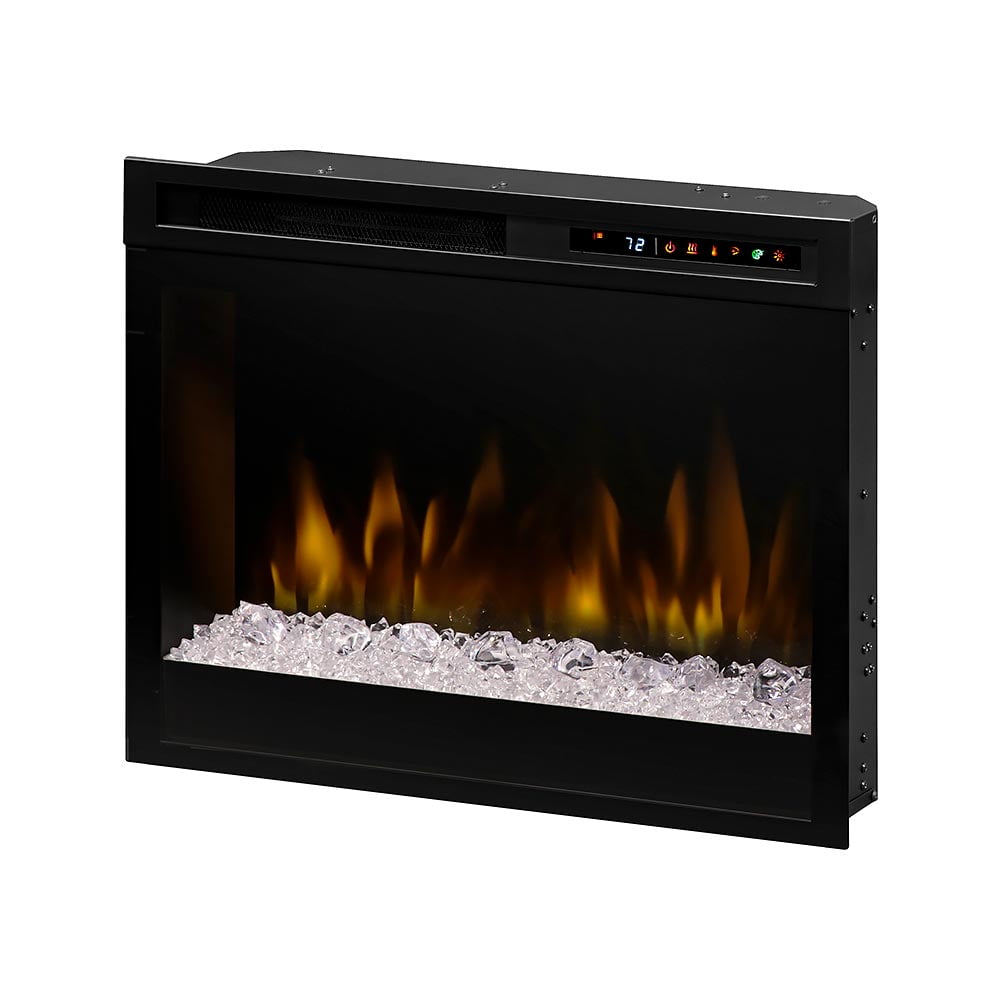 Black Glass Electric Fireplace Insert with Acrylic Ember Bed
