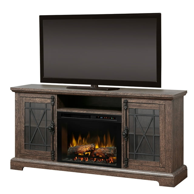 Dimplex Natalie Media Console Electric Fireplace With Logs for TVs up to 65", Elm Brown