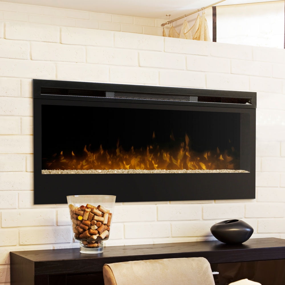 50-Inch Black Metal Wall Mount Electric Fireplace