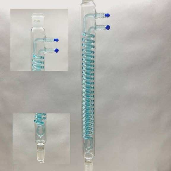 Dimroth Reflux Condenser - 485mm Overall Length - 400mm Active Condenser - Borosilicate Glass