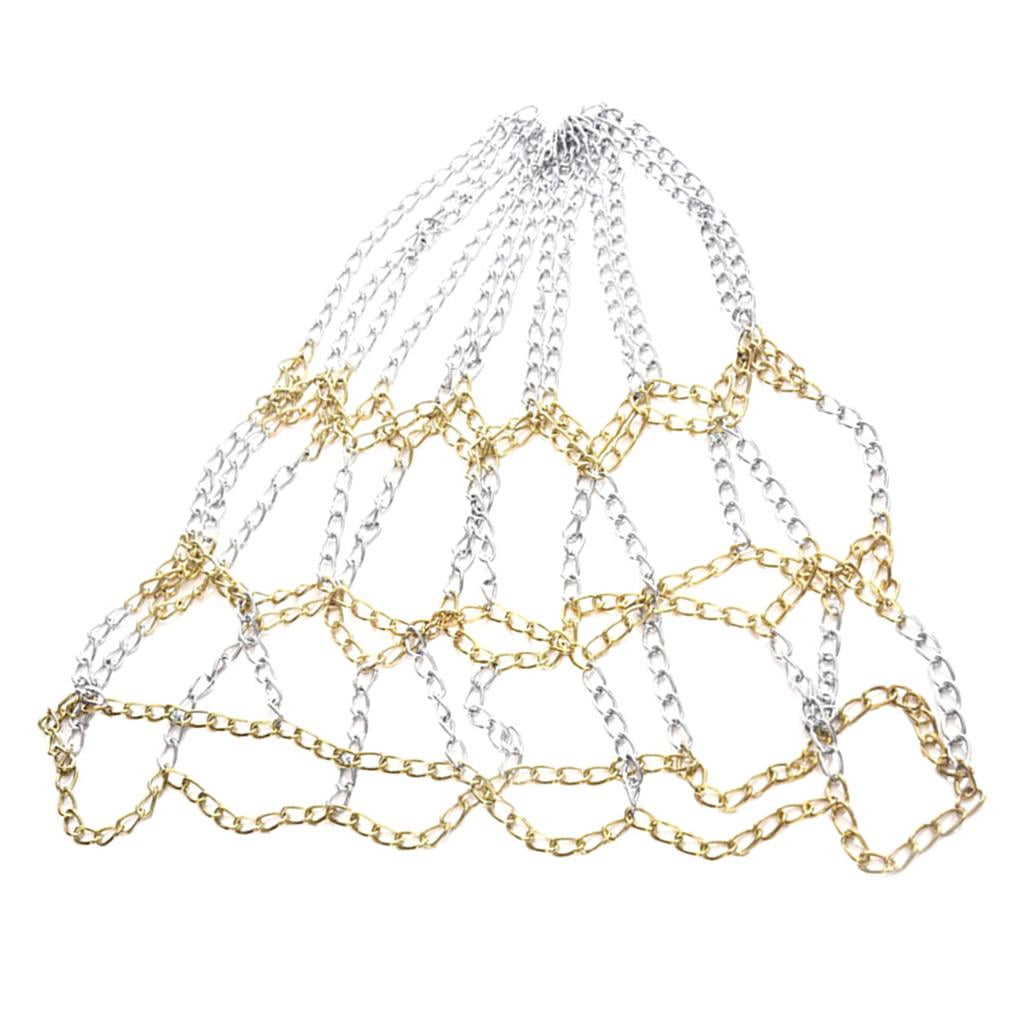 DimyFew 12-Loop Basketball Net Basketball Chain Net Zinc Plated Steel Indoor Outdoor Rim Aureate and Argent