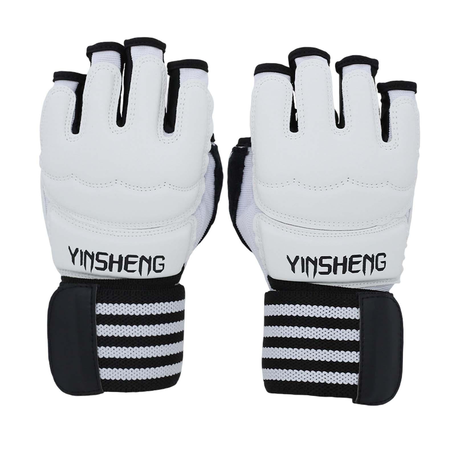 DimyFew 2 Pieces Boxing Training Gloves Half Finger PU Punching Mitts Cylindrical Fixing S