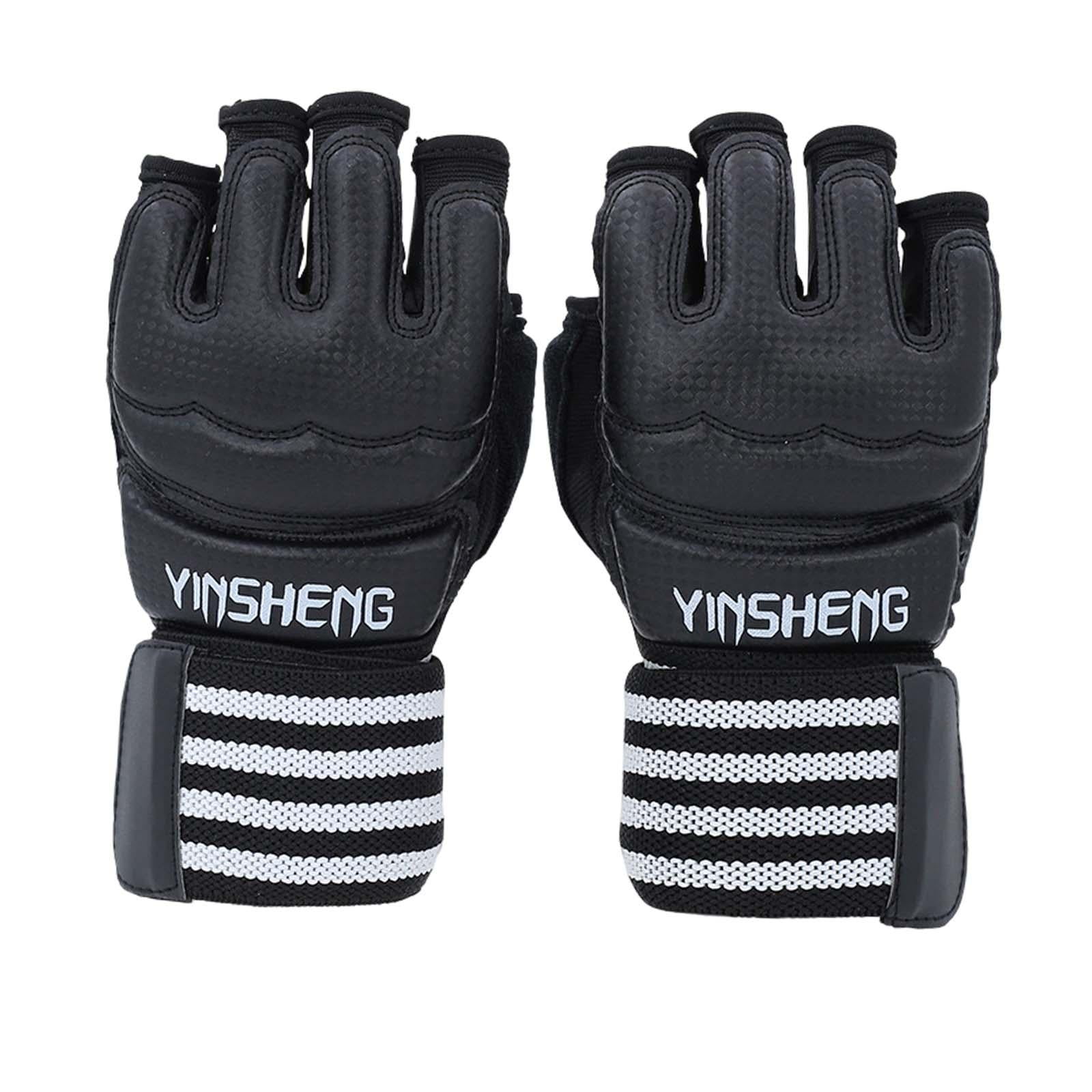 DimyFew 2 Pieces Boxing Training Gloves Half Finger PU Punching Mitts Cylindrical Fixing XS
