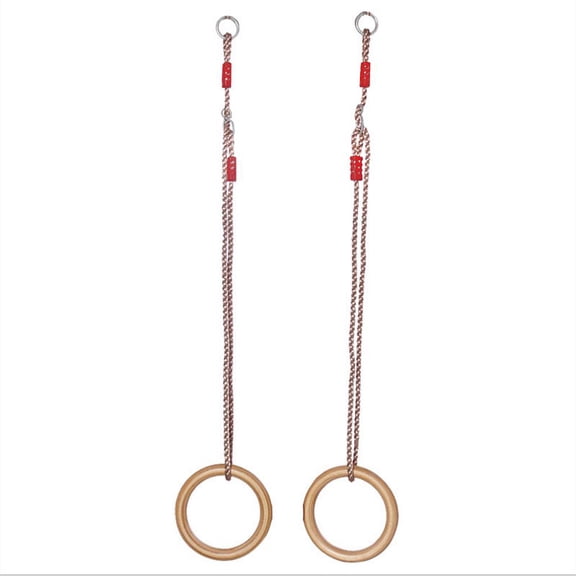 DimyFew 2pcs Wooden Gym Rings Straps Buckle Set Cross Fit Training Strength Training
