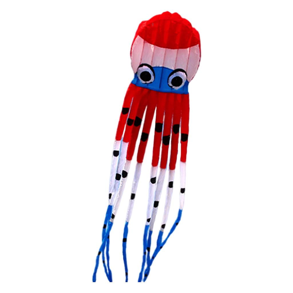 DimyFew 3D Soft Octopus Kite Animal Outdoor Windsock Soft Kite Easy To Fly Children Toys Red