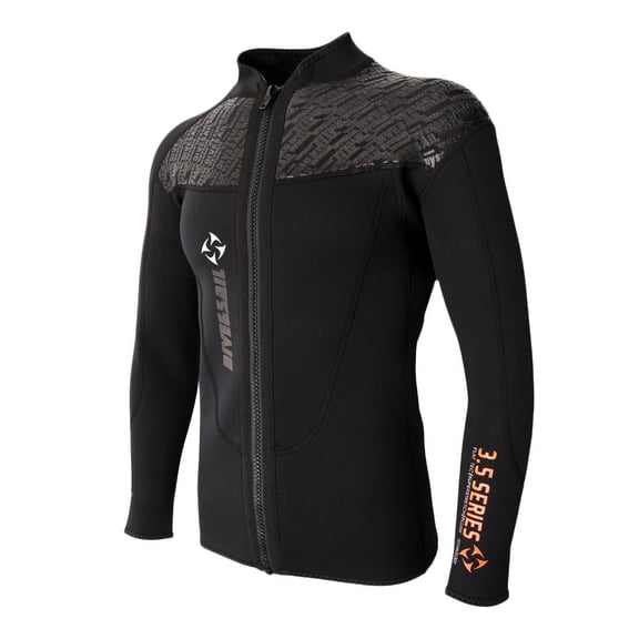 DimyFew 3mm Neoprene Top Wetsuits Long Sleeve Front Zip Jacket Surf Diving Suit L L