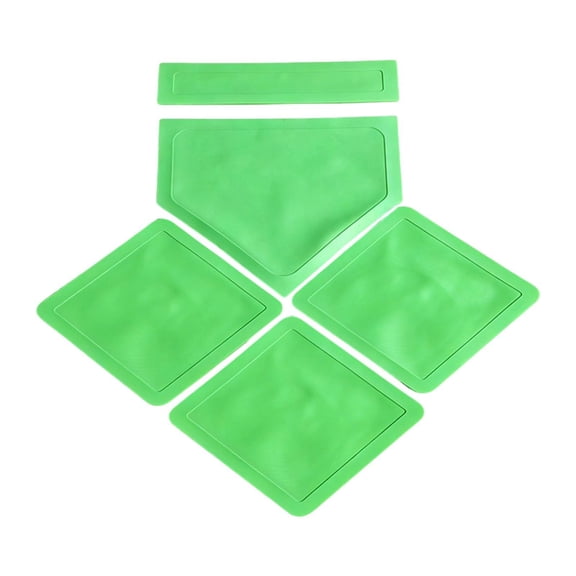 DimyFew 5 Pieces Sports Baseball Base Set with Home Plate Exercise Throw Down Rubber Bases for Backyard Softball Indoor Outdoor Field Green