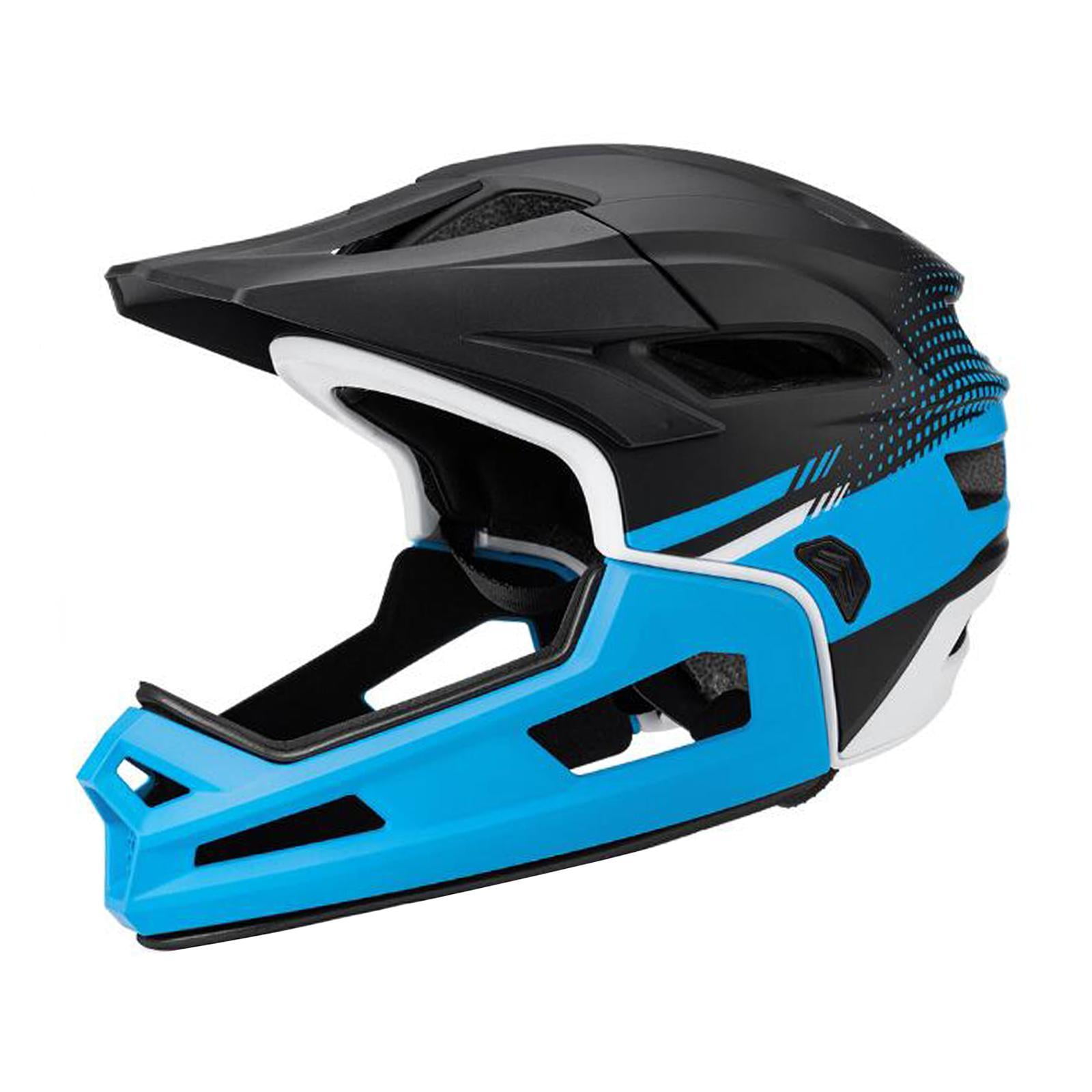 DimyFew Bicycle helmet, full face helmet, bicycle helmet with removable padding, for men Blue Black