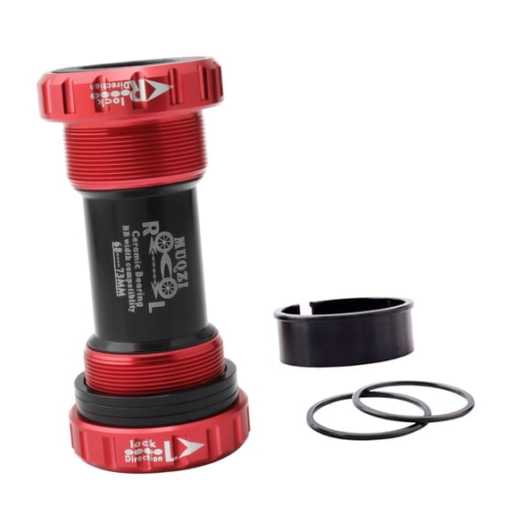 DimyFew Bike Bottom Bracket BC1.37 Threaded 68-73mm Portable Aluminum Alloy Threaded BB red