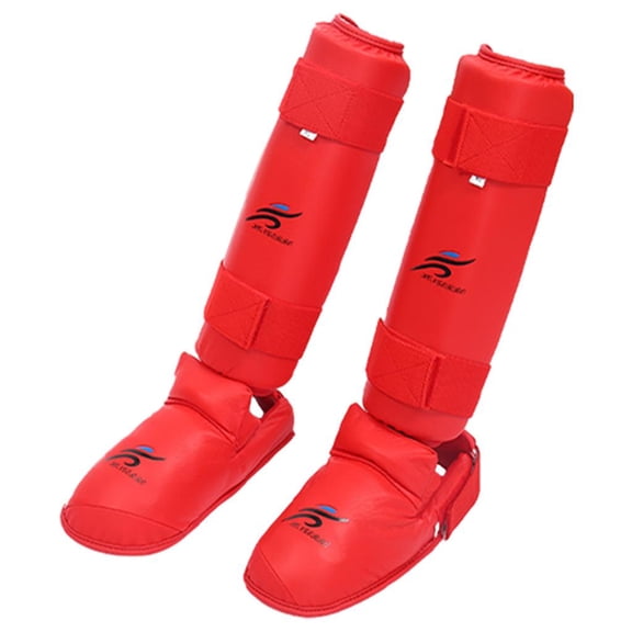DimyFew Boxing Shin Guards Leg Instep Protection Kickboxing Kung Fu Martial Arts Karate. Link Red S