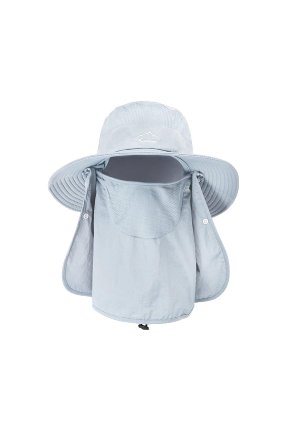 Bucket Hat with Strings Headgear Sun Protective Comfortable Fishing Hats Men Sun Light Gray