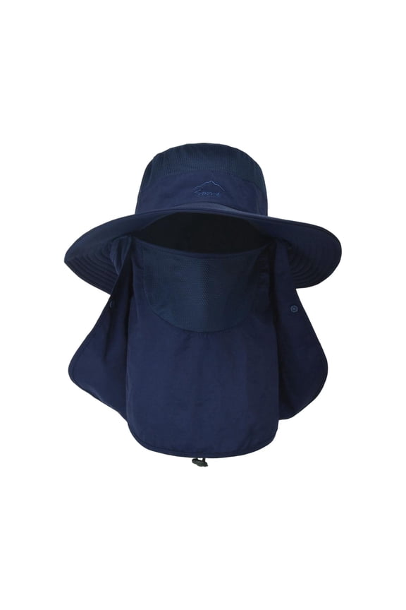Bucket Hat with Strings Headgear Sun Protective Comfortable Fishing Hats Men Sun Navy Blue