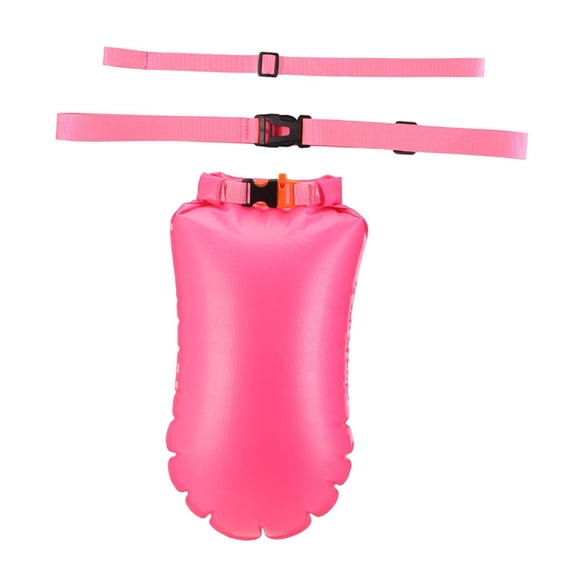 DimyFew Inflatable Swim Buoy, Inflatable Buoy Float, Waterproof Storage Bag Swimming Tow Rose Red 45cmx28cm