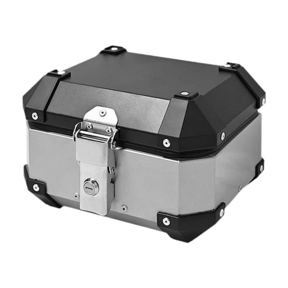 DimyFew Motorcycle Top Case Aluminum Alloy Travel Equipment Motorbike Tail Box Trunk argent