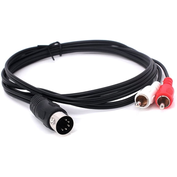 Din 5 Pin to RCA Cable 5-Pin Din Male Plug to 2-RCA Male Audio Adapter Cable for Electrophonic Bang & Olufsen, Naim, Quad...