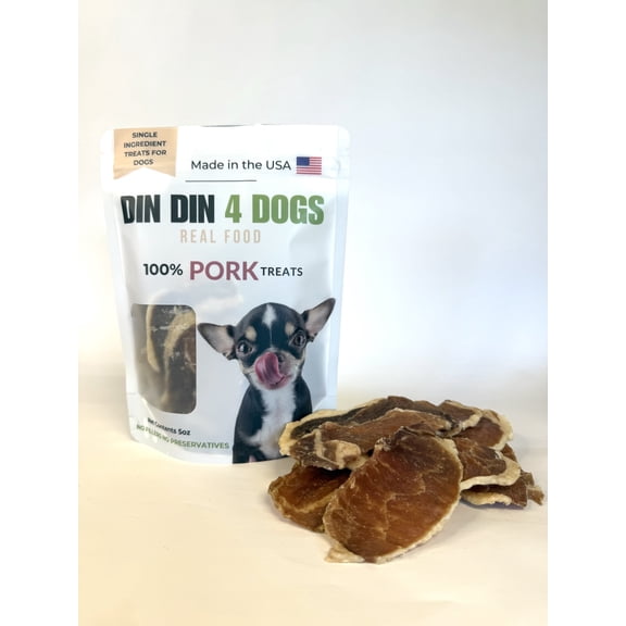 Din Din 4 Dogs Pork Treats, 5 oz Bag