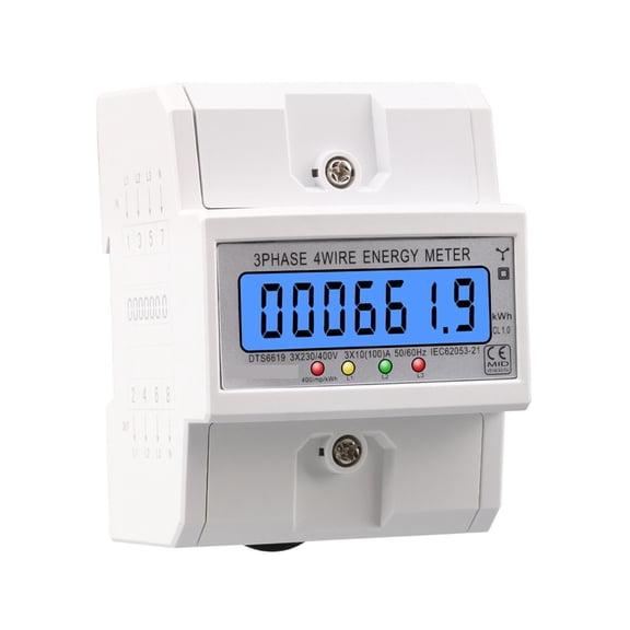 Din Rail 100A 3 Phase 4 Wire Electronic Watt Power Energy Meter Wattmeter KWh LCD Backlight Display With Transparent Cover ,User-Friendly