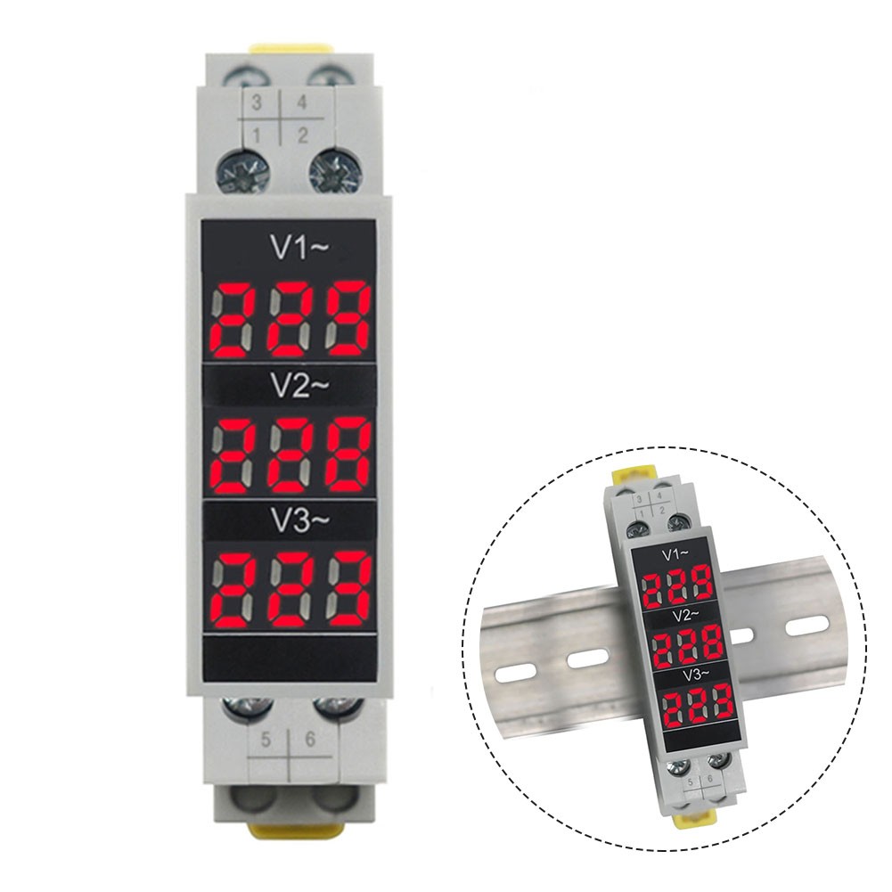 Din Rail 18Mm Voltage Meter Ac 80-500V Single Three Phase Modular Voltmeter