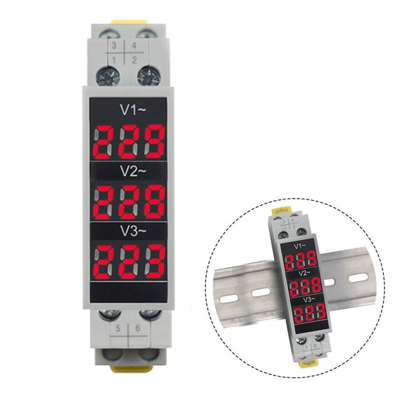 Din Rail 18Mm Voltage Meter Ac 80-500V Single Three Phase Modular Voltmeter
