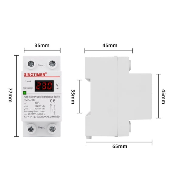 Din Rail 230V Automatic Reset Over And Under Voltage Protective Device Relay