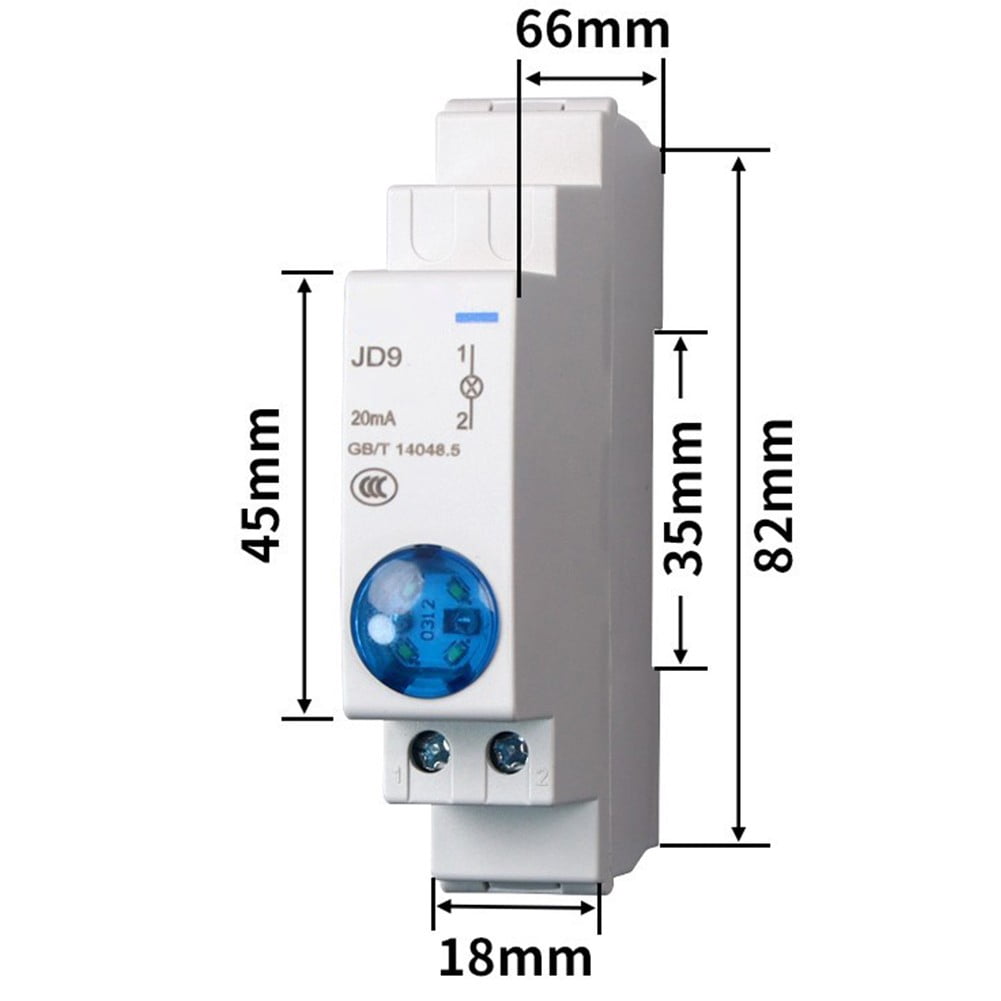 Voyant Lumineux JD9 Pour Rail DIN 24V AC/DC - Bleu - IP20 - Couple De Serrage 0.8 N·m - 30 000h De Durée De Vie