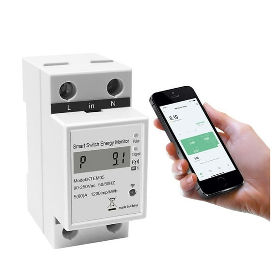 Din Rail WIFI Tuya Smart Energy Power Meter KWH Voltmeter Ammeter Smart Life Wattmeter Remote Switch Control Monitor ,Overload Protection