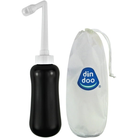 DinDoo Portable Bidet (Peri Bottle) Solid Jet Black (Not Transparent) Includes Travel Bag 450ml