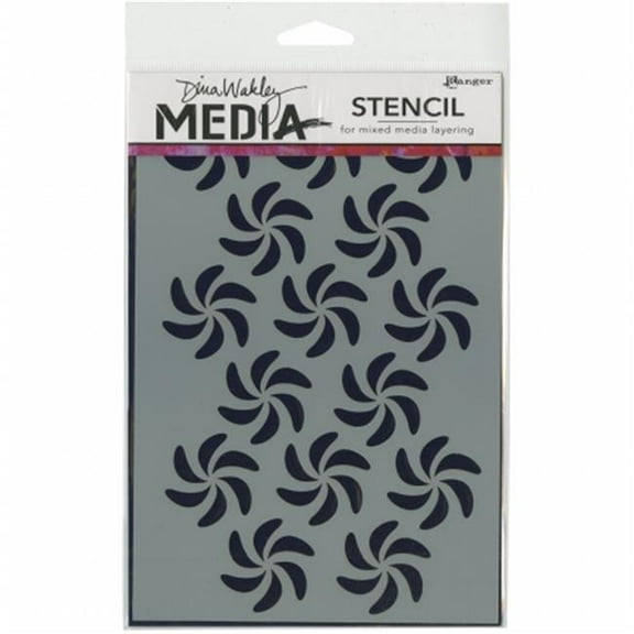Dina Wakely Media Stencils 9"X6"-Bendy Pinwheels, Pk 3, Dina Wakley Media