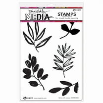 Dina Wakley Media Cling Stamps 6"X9"-Sticks With Leaves
