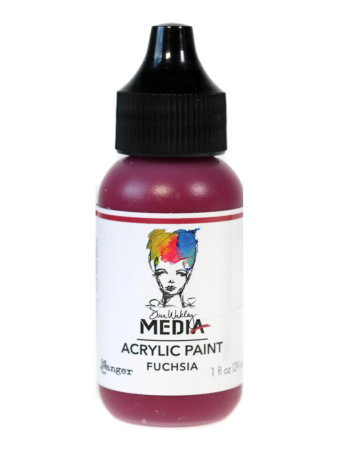 Dina Wakley Media Heavy Body Acrylic Paints 1 oz., bottle, fuchsia (pack of 6)