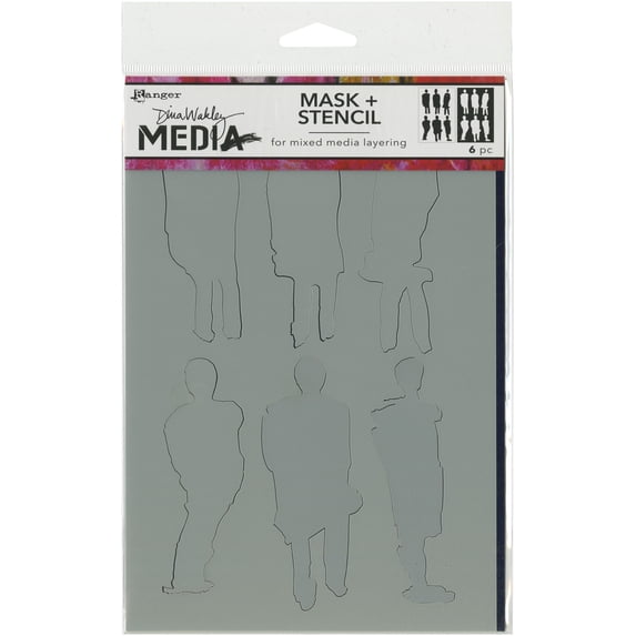 Dina Wakley Media Stencils + Masks 6"X9"-Funky Silhouettes