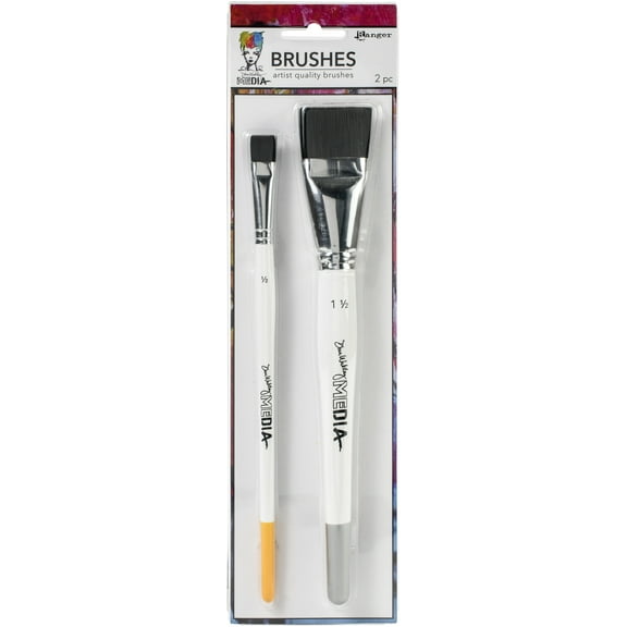 Dina Wakley Media Stiff Bristle Brushes 2/Pkg-1.5" & .5"