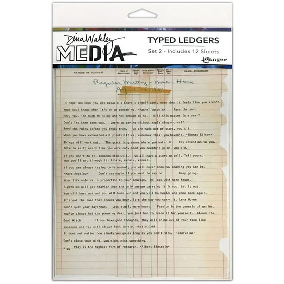 Dina Wakley Media Typed Ledgers 12/Sheets-Set 2