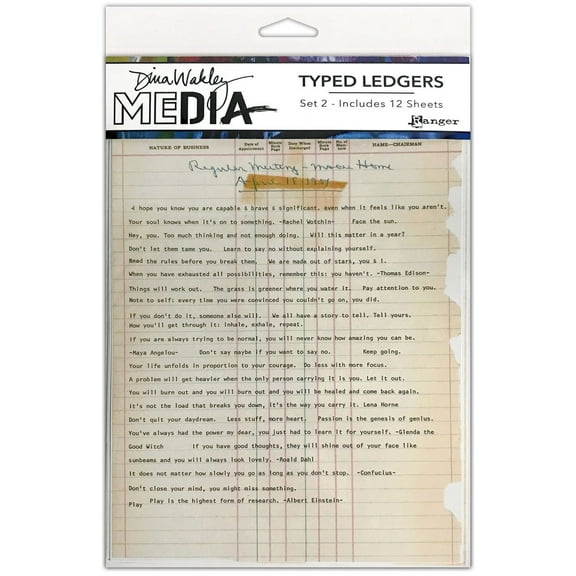 Dina Wakley Media Typed Ledgers 12/Sheets-Set 2