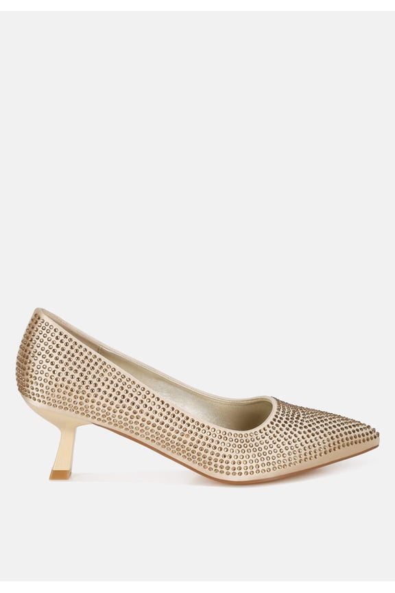 Dinah Rhinestones Embellished Kitten Heel Pumps