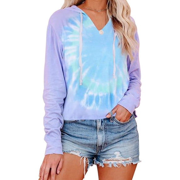 Dinazah Women Tie-Dyed Hooded Sweater Loose Gradient Color Long Sleeve Outfit for Women | Sweatshirt Jackets with Pullover