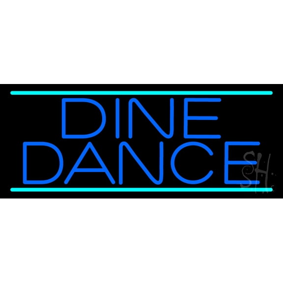Dine Dance LED Neon Sign 10" Tall x 24" Wide - inches Black Square Cut Acrylic Backing, with Dimmer - Premium built indoor Sign for Strip Club, Dance club, Dcor, Bar.