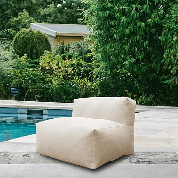 Dineli Modern ANNY-H Middle Chair Armless Chair Outdoor Furniture Comfy Patio Couch Sofa Outdoor Bean Bag Chair Creating a Unique Garden Modular Contemporary Sofa, Lazy Sofa for Outside (Light Beige)