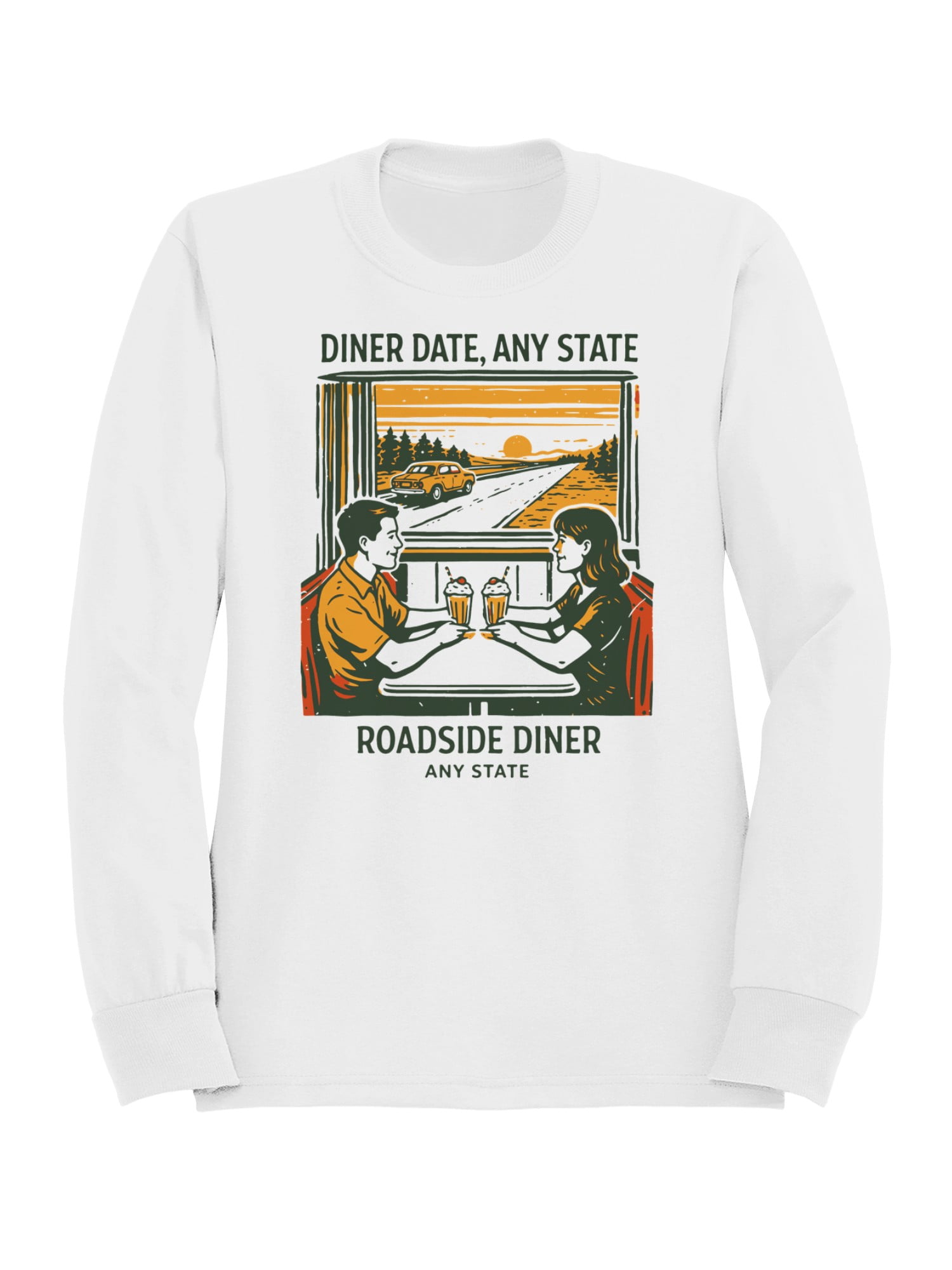 Diner Adventure Graphic Women's White Sweatshirt - Walmart.com