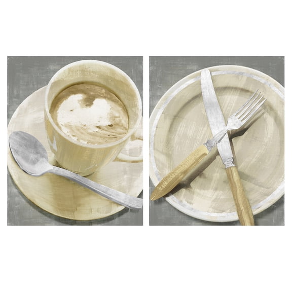 Diner I, II by Tania Bello Coffee and Dinnerware Canvas Art Set of 2