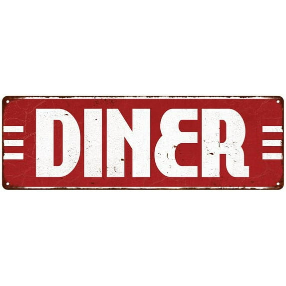Diner Red Restaurant Diner Food Vintage Look Metal Sign 6x18 206180069007