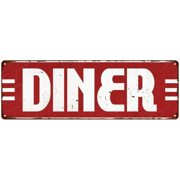 Diner Red Restaurant Diner Food Vintage Look Metal Sign 6x18 206180069007